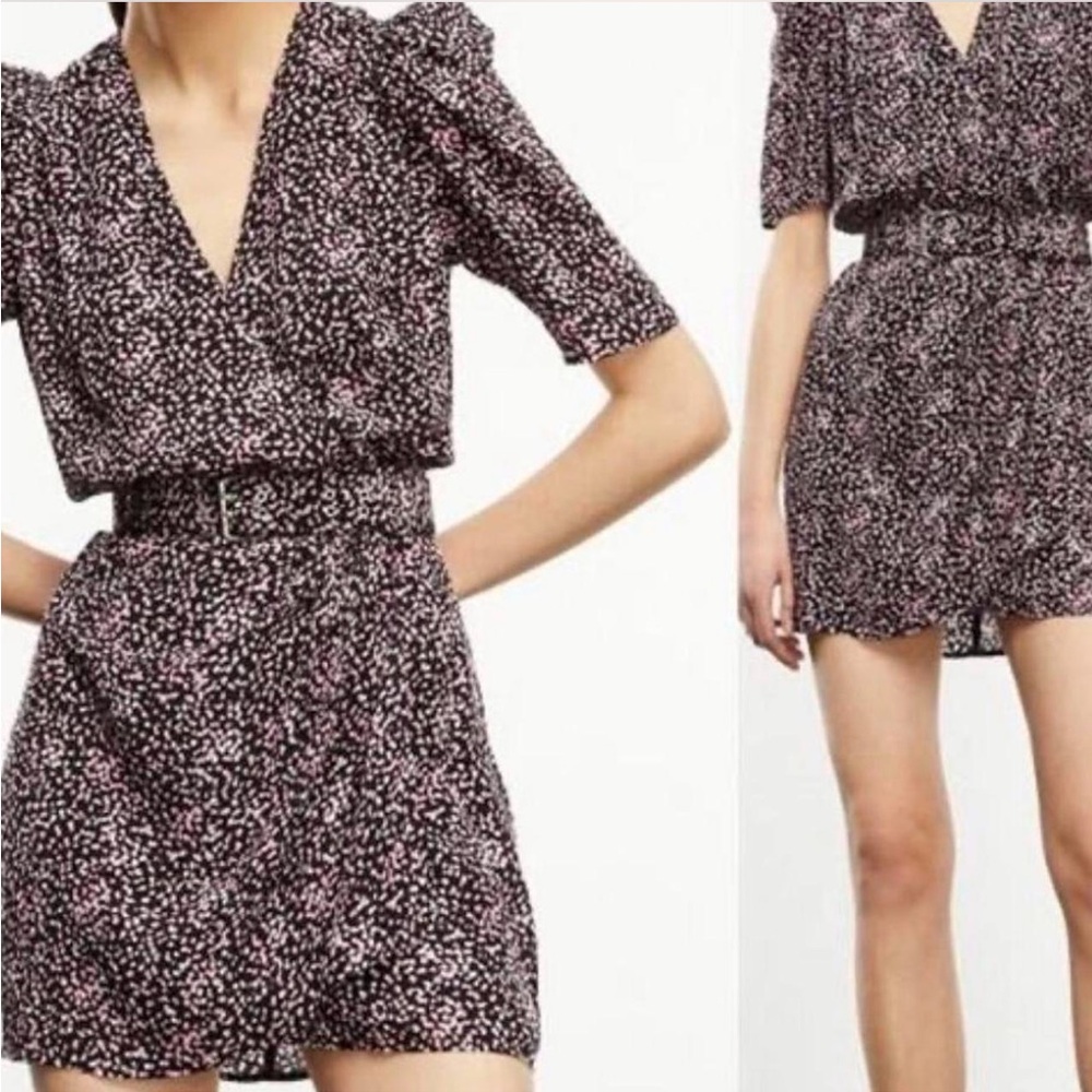 The Kooples Black and Pink Mini Dress No Belt